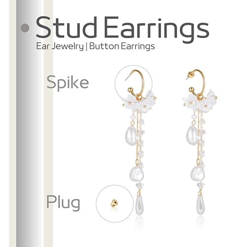 Kruckel Flower Blossom Long Drop Dangling Earrings - Golden Stud Lighweight with White Pearls Hanging, Women Jewelry, Easy - Wear Fashion Design Accesory Packed with Durable Jewelry Box3