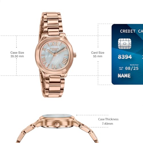 Image of Sonata Poze 8 Quartz Analog with MOP- White Dial IP Rose Gold Alloy Strap Watch for Women - SP80162WM01W