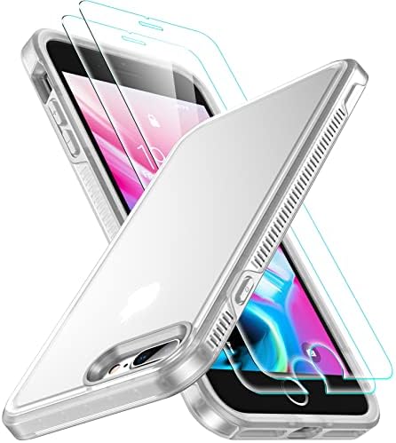 SPIDERCASE for iPhone 7/8 Plus Case, [10 FT Military Grade Drop Protection] [Non-Slip] [2 pcs Tempered Glass Screen Protector] Heavy Duty Full-Body Shockproof Case for iPhone 7/8 Plus”, Frosted Clear
