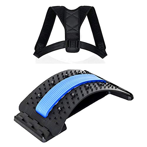 goFun Rückenstreckungsgerät und * Rückengurt als Geschenk *.Rückendehner mit Akupunktur-Massage-Punkten, Rückendehner Rückenstrecker Rückenmassage Rückendehner Neckshape Cover