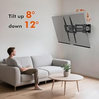 GRIFEMA GB1004-1 Supporto TV Parete per 26-65 Pollici con Doppio Braccio, Staffa TV Girevole Inclinabile Estensibile, Fino a 55 kg, Max VESA 400x400mm, Più Stabile, Facile da Montare con Livella