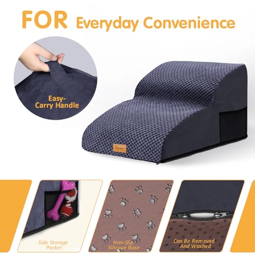 Image of Topmart High Density Extended Foam Dog Ramp&Steps 2 Tiers,11.8 inch High | Non-Slip Dog Stairs,Soft Foam Pet Ladder with Removable Cover,Best for Injured,Older Cats,Pets with Joint Pain