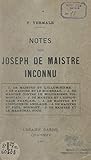 montblanc le joseph ii  Notes sur Joseph de Maistre inconnu (French Edition)