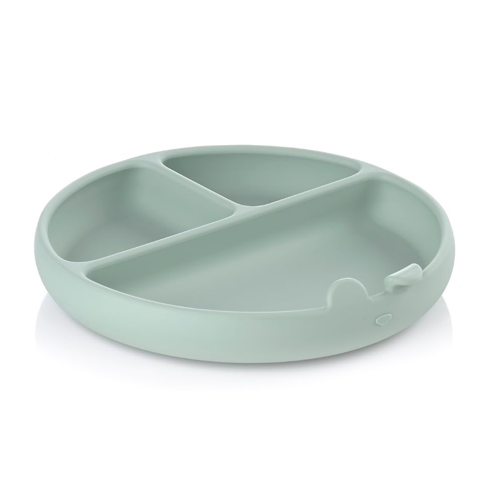 Jané Plato BLW Bebé de Silicona con Ventosa y Compartimentos, Libre BPA, Apto Microondas y Lavavajillas, Verde