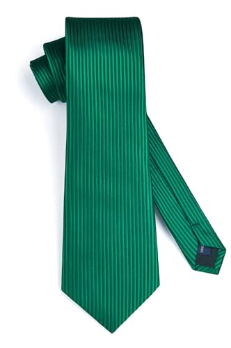 Image of HISDERN Mens Striped Tie and Pocket Square Set Necktie for Men | soft smooth texture, wrinkle-free, neat hand-tied knot, gifting ready, regular 3.4 width, coordinated look, business wedding