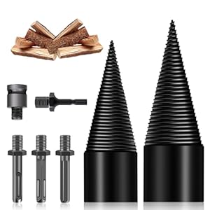 Holzspalter Bohrer 45mm + 32mm Holzspalter Schraube Kegel, Bohrkegel Holzspalter Set mit 5 Bohrgriffe - Brennholzbohrer für Haushalt Bohrmaschine