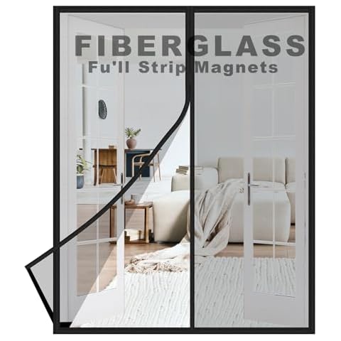 IKSTAR Magnetic Screen Door, Mosquito Net, Keep Bugs Out, Let Cool Breeze in - Self Sealing Magnets - Retractable Mesh Closure - Curtain Works with Pets, Sliding Door, Single-70×80". Cover