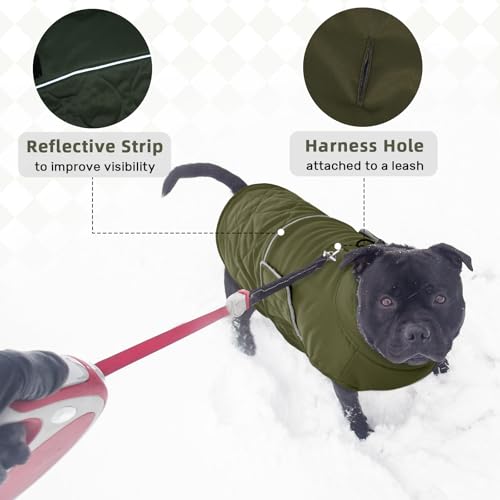 Hjumarayan Hundemantel Französische Bulldogge, Wattierend Jacke Warme Mantel Hund Geschirröffnung, Wintermantel Gefüttert für Französische Bulldogge, Mops, Westie (Armeegrün M)