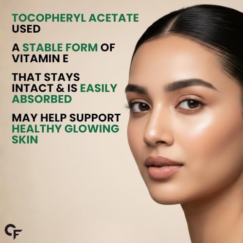 Image of Carbamide Forte 400 mg Vitamin E Capsules for Face and Hair | 100% Natural Vitamin E Supplement with VitaminE Oil | Paraben Free - 30 Capsules