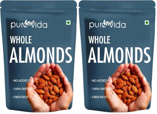 Image of Purevida California Almonds 1Kg | Crunchy & Nutrient-Rich | High in Protein, Fiber, Vitamin E & Healthy Fats | Supports Brain & Heart Health | Gluten-Free | Ideal for Snacking, Baking & Cooking
