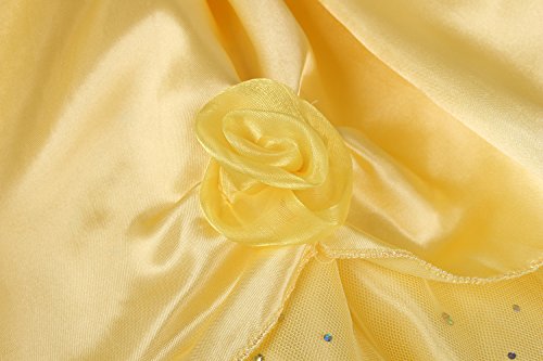 Uhdear Girls Off Shoulder Sequin Princess Tulle Dress Up Costume (5 Years, Yellow With Accessories) #TOP5