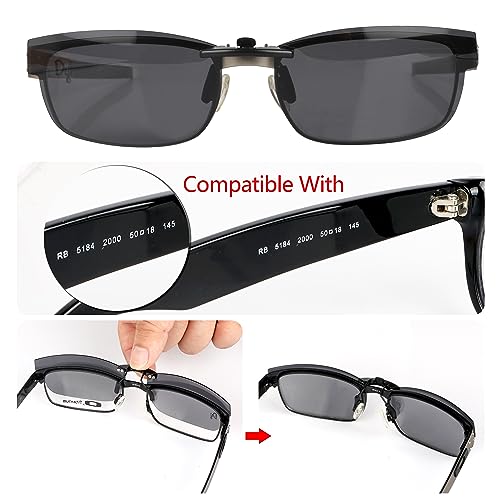 Image of Polarized CLIP-ON Sunglasses for Ray-Ban New Wayfarer RB5184 (RX5184) (Black, 50 X 18)