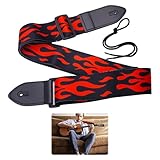 FLAME DESIGN - Dieser Flamme Gitarrengurt mit seinem einzigartigen Flammenmuster-Design verleiht Ihrer Gitarre nicht nur einen unbestreitbaren coolen Charme, sondern macht sie auch zum besten Begleiter für Ihre leidenschaftliche Leistung auf der Bühne.