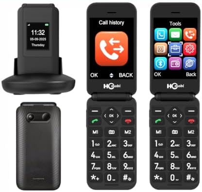 SilisoundTek Upgraded Unlocked Flip Phone, 2.8+1.5" Dual Screen Flip Phones for Seniors, SOS Button丨Speed Dial丨Large Fonts丨Charging Dock丨1400mAh Battery | Big Buttons | Bluetooth | Camera