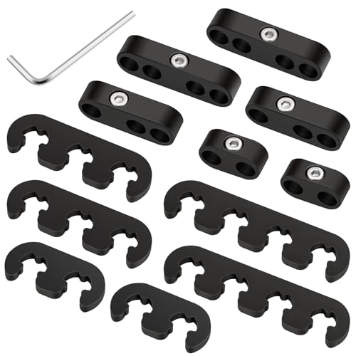 12 Pcs Spark Plug Separators Set Spark Plug Wire Separator With 1 L Type Wrench Automobile Spark Plug Wire Clip Holder Engine Spark Plug Wire Separator Divider Fit For 7mm 8mm Wires Black