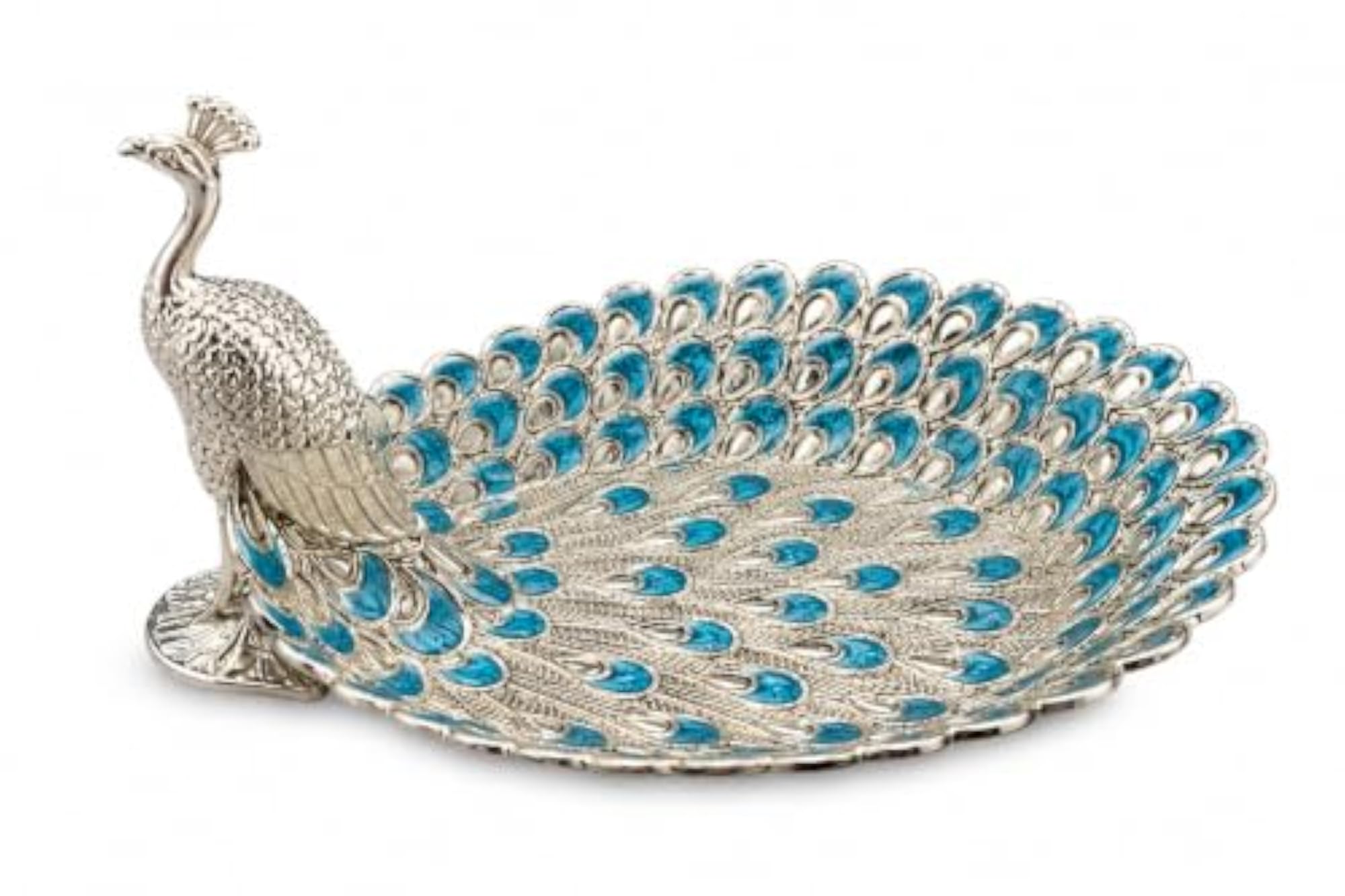 Premium German Silver Peacock Tray, Decorative Serving