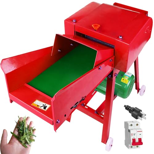 Image of TXMACHINE Lawn Mowers 800kg /h hay Cutter Machine with Miniature Circuit Breaker hay Cutter Silage Machine Electric Grass Cutter for Chaff,Corn Straw,Grass,Wheat Straw (with 2.2KW 220V Motor)