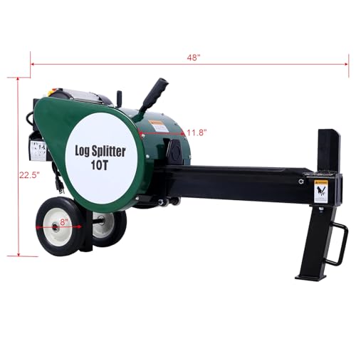 Ogracwheel Electric Log Splitter 10 Ton, 2HP 16A Double Flywheel Log Splitter for Fireplace Burning Firewood Supply, Lightweight Portable Electric Firewood Splitting Wedge Machine