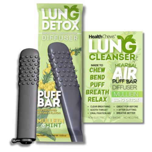 New Mullein PuffBar LungDetox Cleanse Smokeless Inhaler Bendable Stick | Essential Oil Aroma for Before/After Quitting | Vaporless Tool for Oral Fixation Support