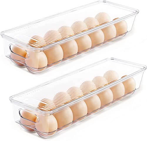 La Mejor Selección de Hueveras los 10 mejores. 48 U Chef Juego de 2 Soportes para Huevos para Refrigerador con Tapas, Contenedor de Almacenamiento de Huevos de Plástico transparente, Organizador de huevos de Refrigerador, Bandeja...