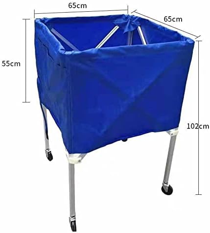 Foldable Rolling Sports Balls Cart - Versatile Storage Rack for Basketballs, Footballs, Baseball Bats, Water Bottles, Hats & More - Blue, 65x55x102cm