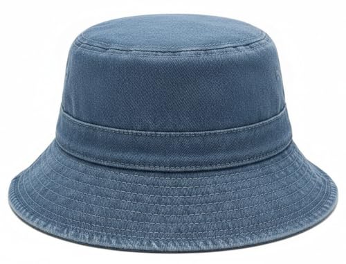 Premium Cotton Bucket Hat – Adjustable Size, Lightweight Sun Hat for Men & Women, Outdoor Summer Travel & Beach Denim Blue