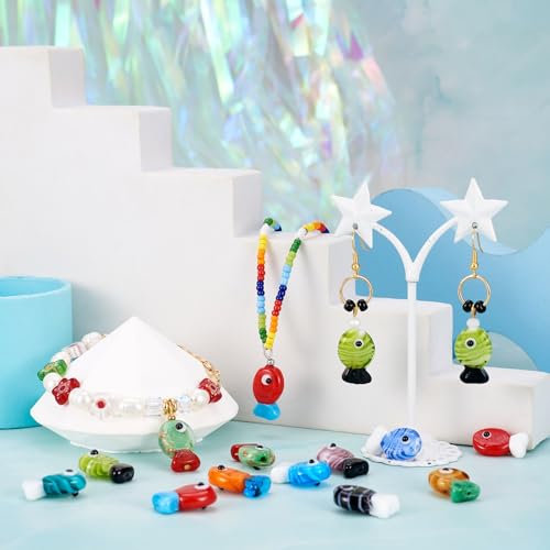 Crafans 22Pcs Fish Lampwork Beads - 11 Colors, Glass, Fish Shape, Craft Beads - Image 2