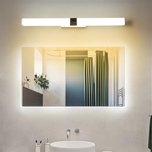 Aplique de pared para baño LED de 60cm con espejo y luz cálida impermeable