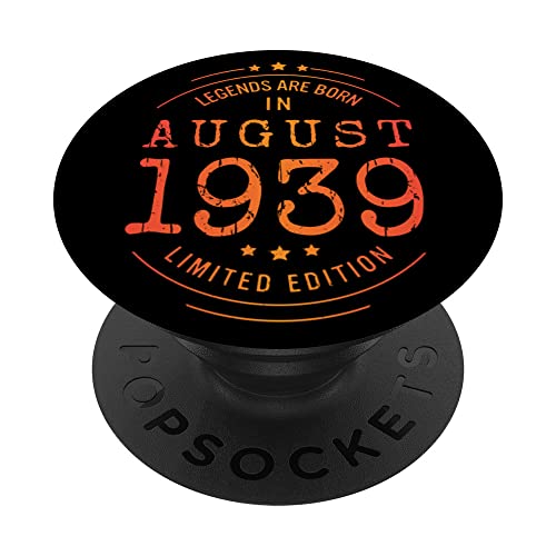 Cumpleaños Agosto 1939 Edición Limitada Regalo Usado Vintage PopSockets PopGrip Intercambiable