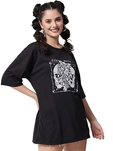 Image of KOTTY Women's Oversized T-Shirts | Cotton Blend||Stylish Prints & Solids||Long Length||Loose fit