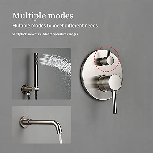 Grifo de baño de pared con desviador y manguera para duchas relajantes 7