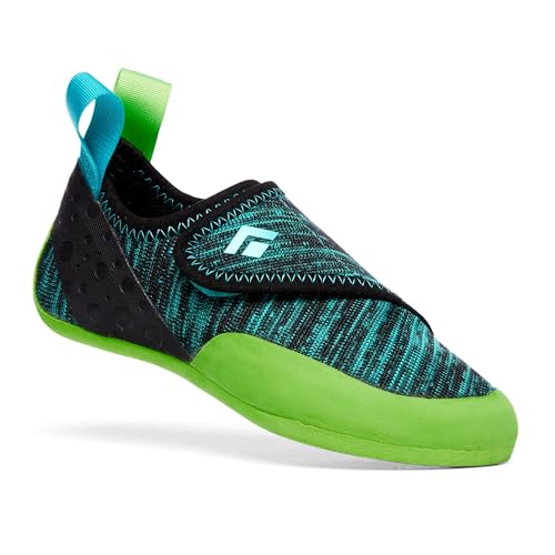 BLACK DIAMOND Kids’ Momentum Rock Climbing Shoes | Engineered Knit Upper | Durable 4.3mm Rubber Sole | for Gym & Outdoor Use | Envy Green | Size 3