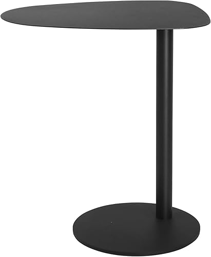 Miniatura 5 de Mesa auxiliar de mesa C, bandeja de metal para sofá, café acento, impermeable y antioxidante para exteriores e interiores, negro (modelo A)