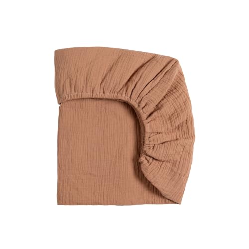 Image of Meracorallo Muslin Pack and Play Fitted Sheet, 100% Cotton, Camel