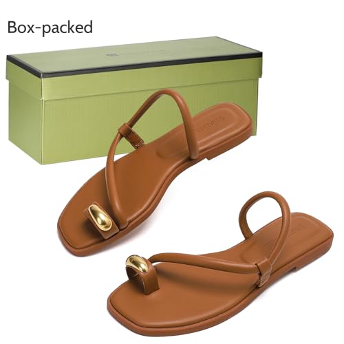 Stratuxx Kaze Women's Toe Ring Flat Sandals Dressy Thong Toe Loop Slides - image 7