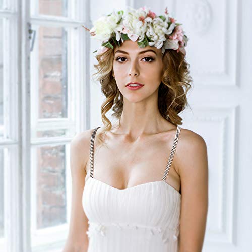 2 Pairs Rhinestone Bra Strap Adjustable Rhinestone Bra Invisible Shoulder Strap Anti-Skid Bra Belt For Bra Tops Dress, Black, Silver #TOP4