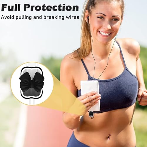 Image of INEFABLE Charger Case Cover Protector with 3D Cute Pattern for iPhone Charger only 18W & 20W, Data Charging Cable Wire Saver Protective Cable Cover Full Protection - Set Of 1 (Black Bow)