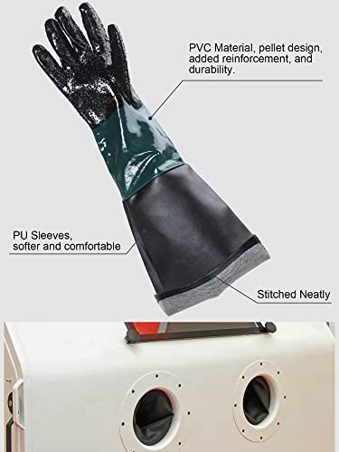 2 Pairs 23.6 Inch Rubber Sandblast Cabinet Gloves Heavy Duty Sandblaster Gloves Large Sand Blast Cabinet Sandblasting Gloves With Particle For Abrasive Sandblasting Equipment Sand Blasting Machine #TOP1