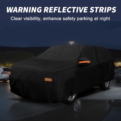 Image of X AUTOHAUX Car Cover Outdoor Waterproof Sun Rain Snow Hail Protection with Left Side Door Zipper 210D-PU for Hyundai Santa Fe