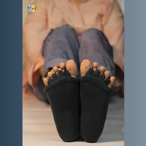 Image of EFES Cotton Foot Alignment Socks for Women and Men, 5 Toe Separators for Hammer Toes, Plantar Fasciitis, Bunion Corrector and Foot Pain Relief