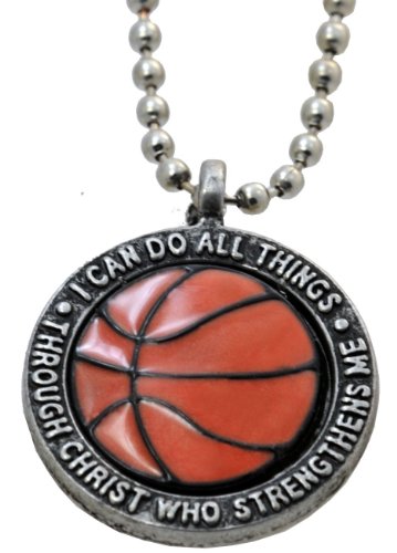 FORGIVEN JEWELRY Basketball with Orange Epoxy Color Fill Necklace I Can Do Philippians 413