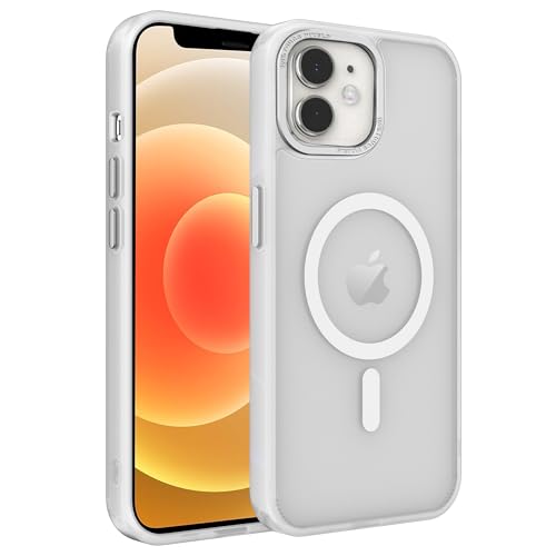 Image of Magnetic iPhone 12mini case,Compatible with Magsafe, Military-Grade Protection,Slim Translucent Matte Shockproof with Anti-Scratch Anti-Fingerprint Phone Cover (Frosted White, iPhone 12mini)
