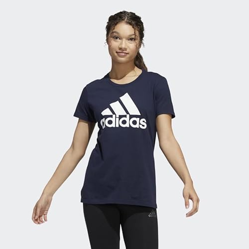 adidas Women's Must Haves Badge of Sport Tee (Medium, Legend Ink (White Logo))