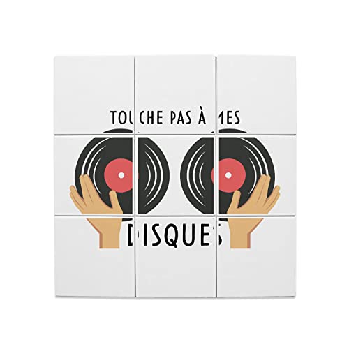 Carreaux céramique vintage musique vinyle DJ lot de 9 dalles murales décoratives 60x60 cm