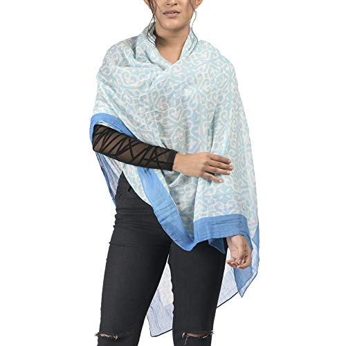 Image of AQVA Printed Cotton Scarf, Soft Scarves Stoles for Summer & Winter for Women & Girls (Size: 75 x 43 Inches)