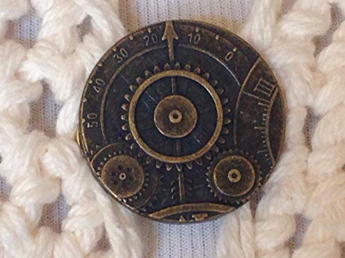 The mattie Vintage Look Steampunk Watch Parts Gold Tone Sweater Clip brooch