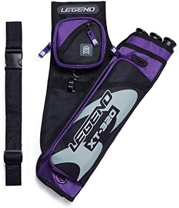 LEGEND XT320 Archery Quivers - Nylon Hip Quivers with 3 Arrow Tube Cases for Target Shooting - Adjustable Waist Belt, T-Slot, Storage Compartments for Accessories, Gear, Tools, Release Tab, Score Card