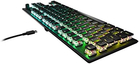 Roccat Vulcan TKL Pro (UK Layout) Mechanical PC Gaming Keyboard, Tenkeyless, Optical Linear Titan Switch, Per-Key AIMO RGB Lighting, Anodized Aluminum Top Plate and Detachable USB-C Cable, Black