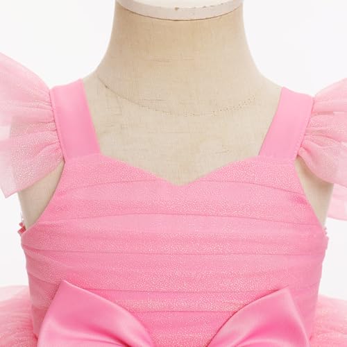 IDOPIP Toddler Girls Birthday Dresses Asymmetrical Ruffle Tulle Tutu Princess Birthday Party Dress Pageant Smocked Bow Gown3