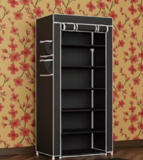 NAAM 6 Tier Shoe Rack with Dust-Proof Zipper Cover, Foldable Portable Shoe Organizer for Home, Multi Layer Space Saving Shoe Storage Stand for Entryway Bedroom (Black) 4